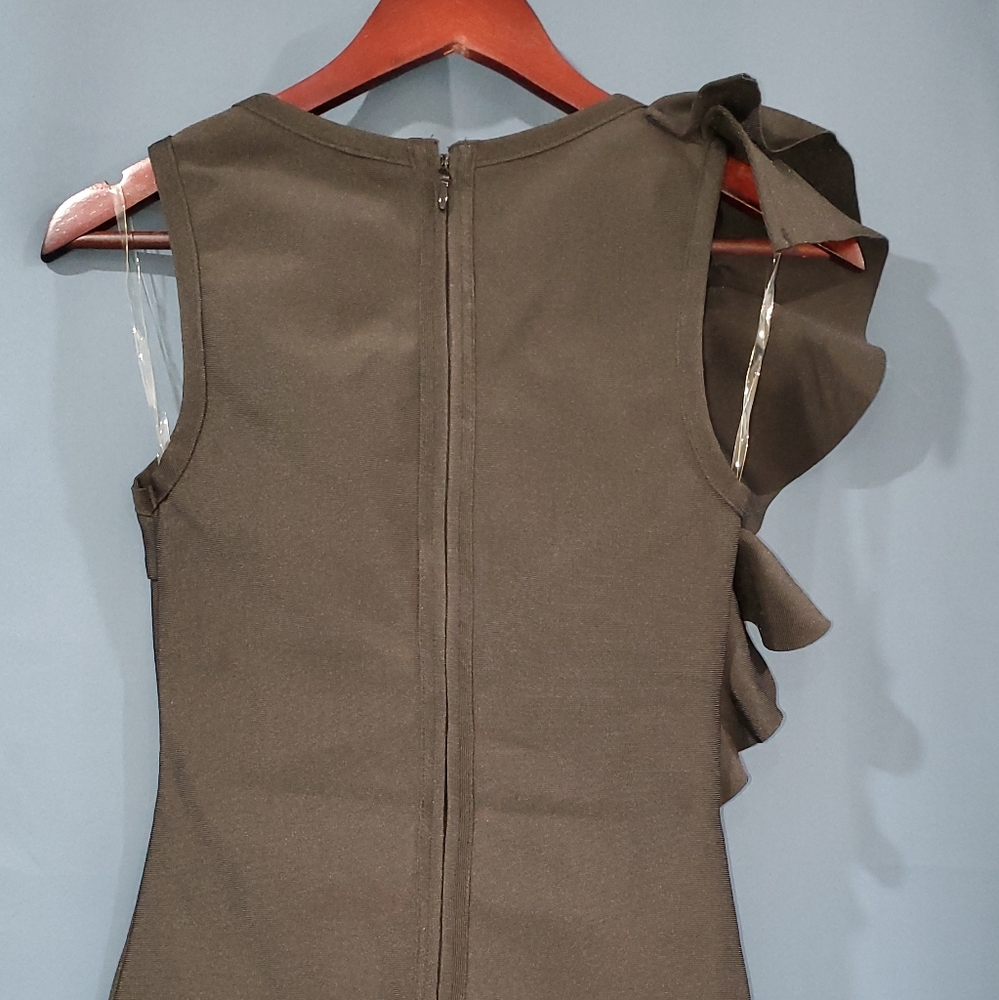 Bodycon / Bandage Midi Dress with Ruffles - Picture 3 of 6